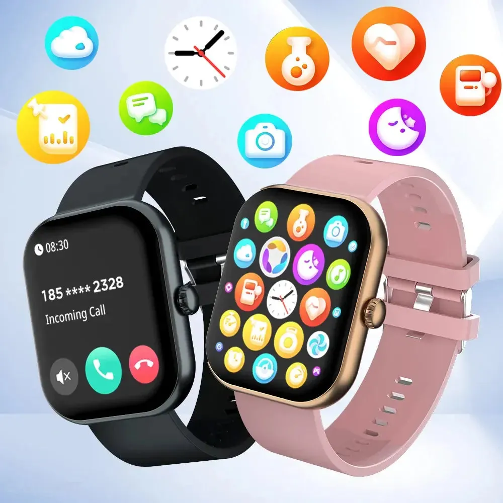 Smart Watch 2024 Bluetooth Call Message Reminder IP68 Waterproof Heart Rate Blood Pressure Tracker Smart Watch for Android IOS