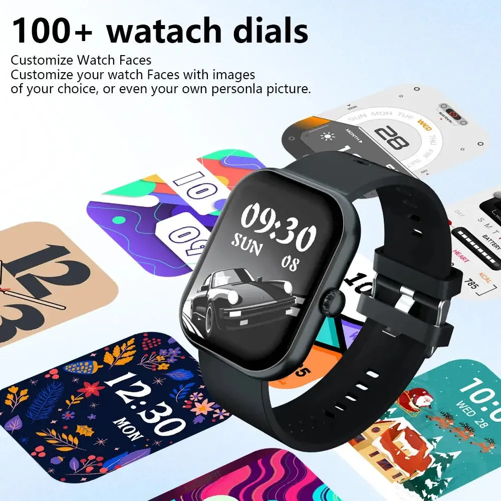 Smart Watch 2024 Bluetooth Call Message Reminder IP68 Waterproof Heart Rate Blood Pressure Tracker Smart Watch for Android IOS