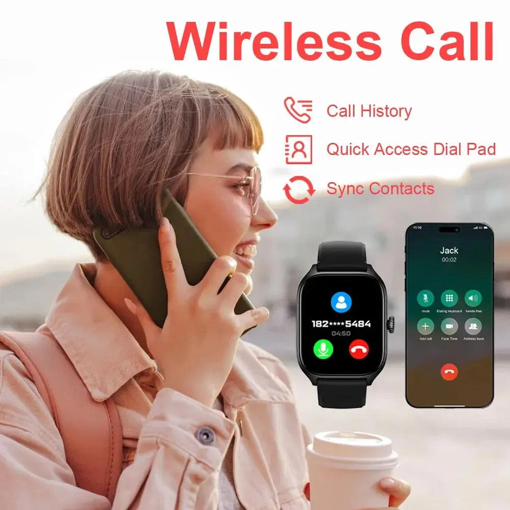 Smart Watch 2024 Bluetooth Call Message Reminder IP68 Waterproof Heart Rate Blood Pressure Tracker Smart Watch for Android IOS