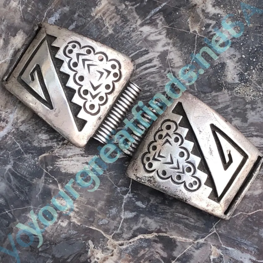 Solid Sterling Silver Overlay Watch Band Plates by Roy Vandever Navajo