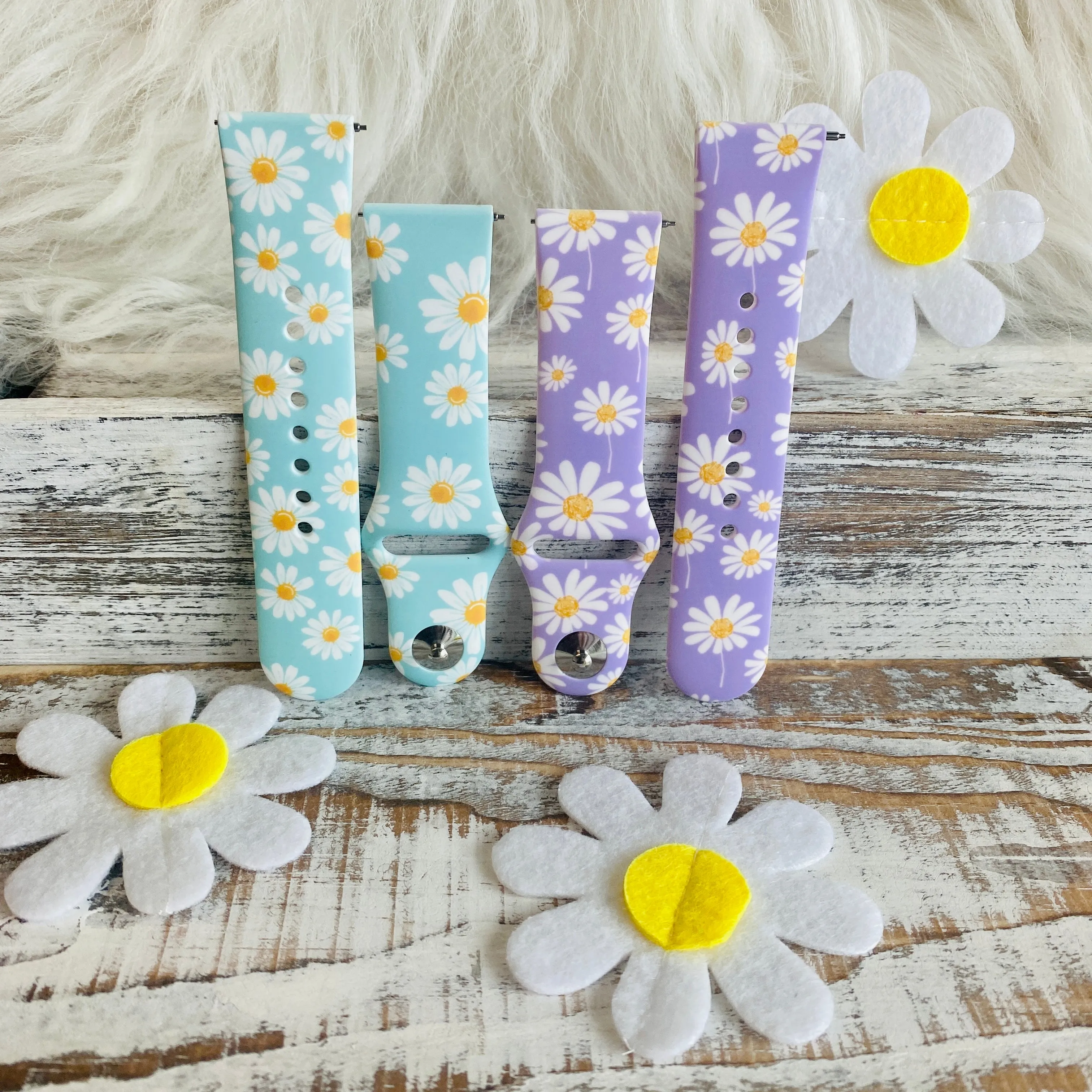 Spring Daisies Print Silicone Band For Samsung Watch Two Colors Available