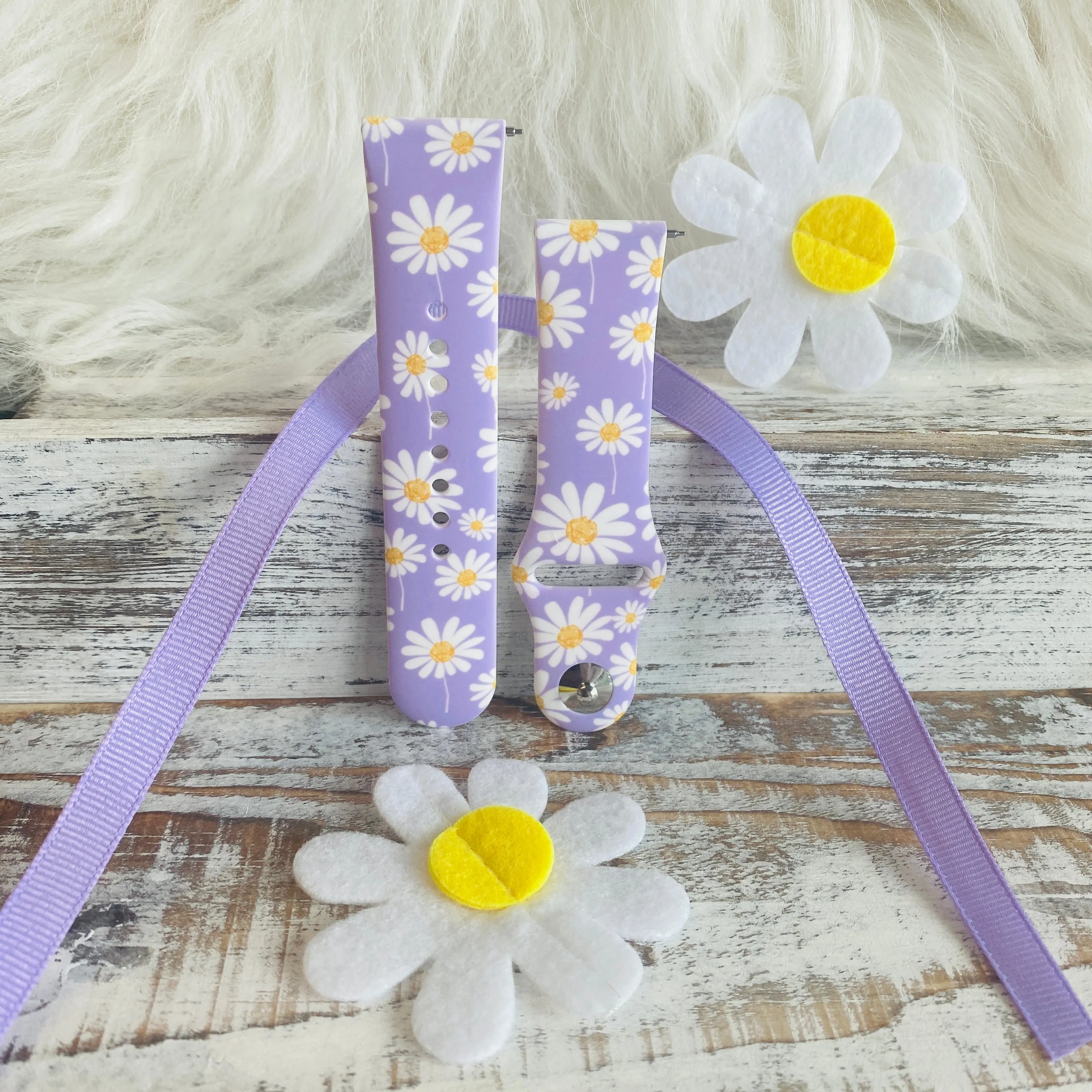 Spring Daisies Print Silicone Band For Samsung Watch Two Colors Available