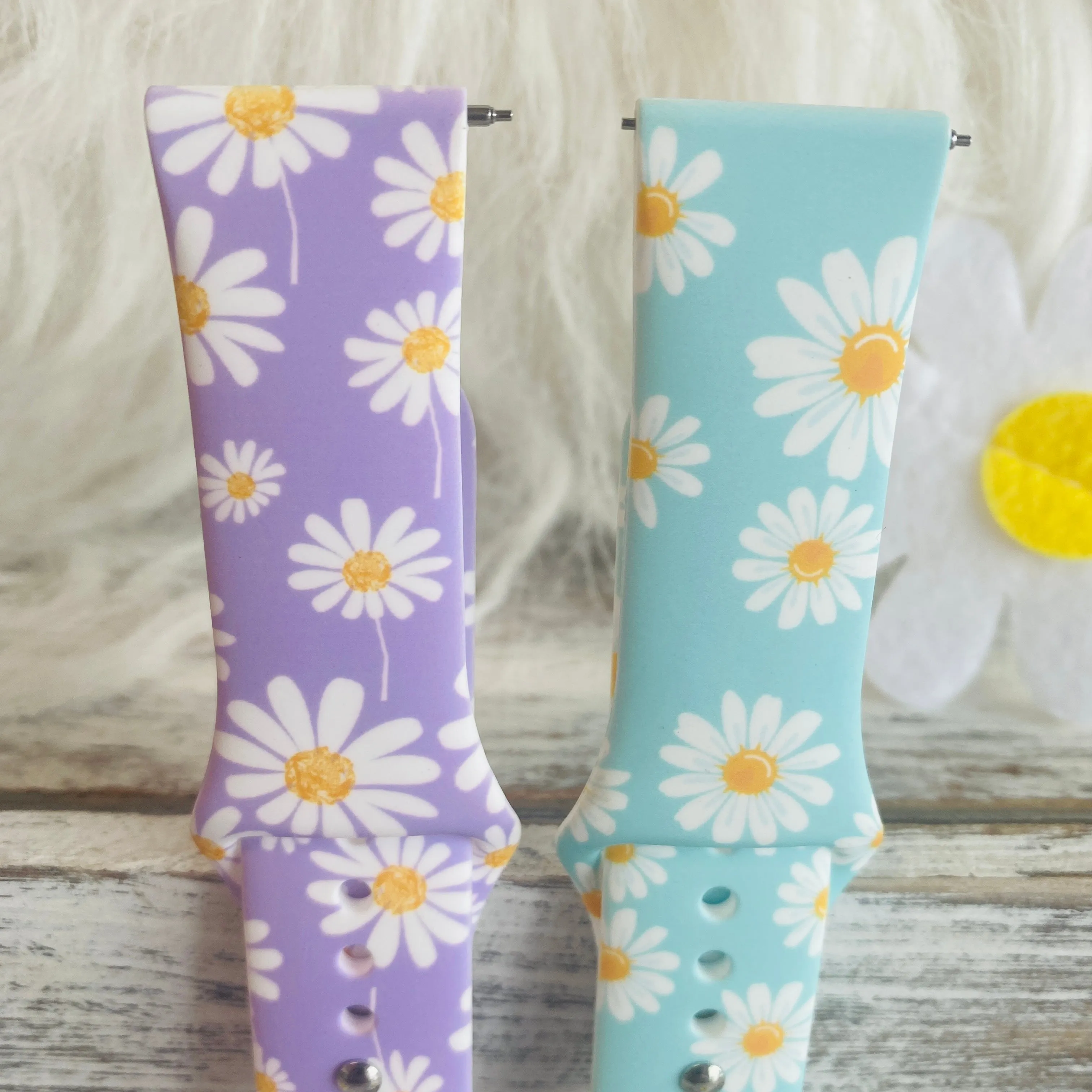 Spring Daisies Print Silicone Band For Samsung Watch Two Colors Available