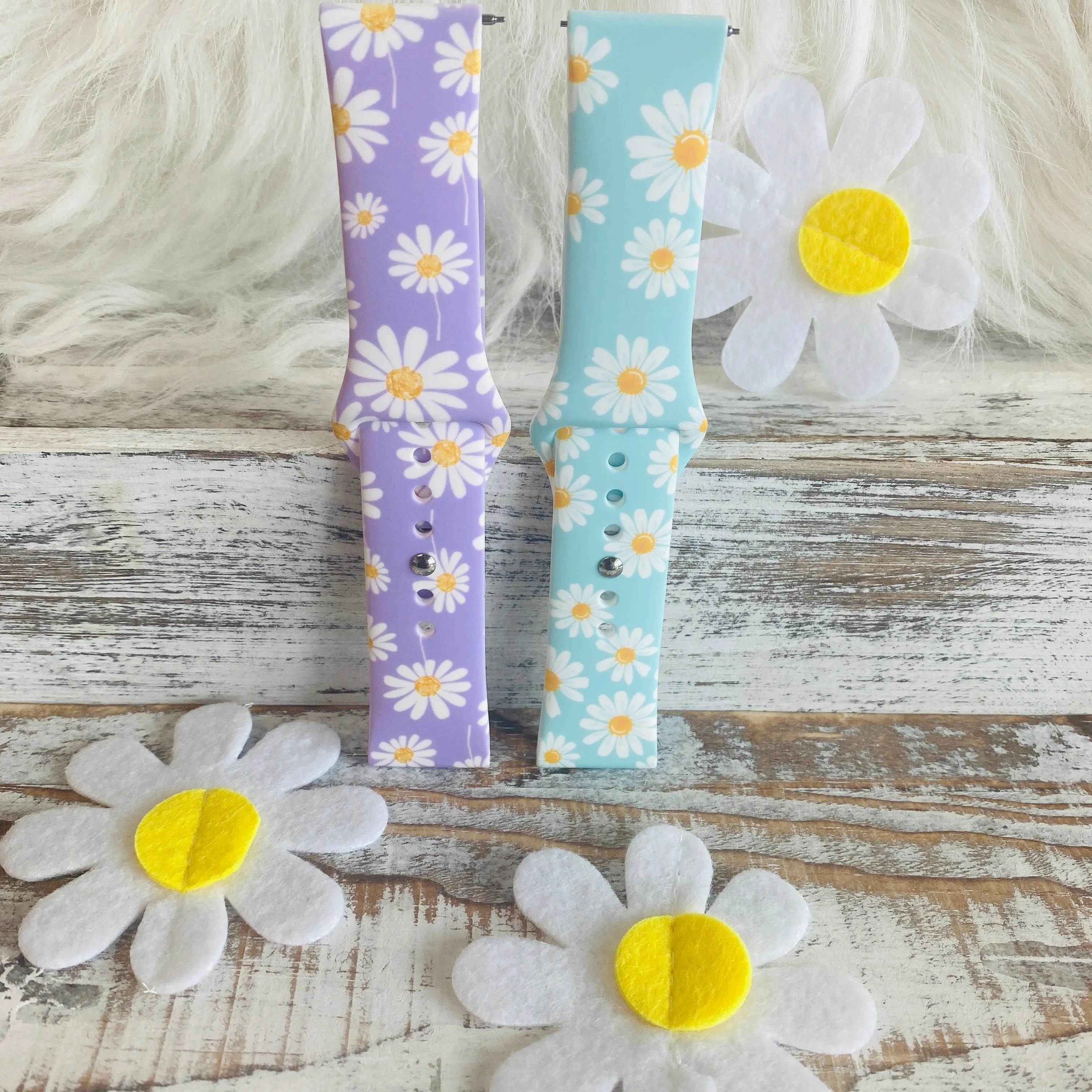 Spring Daisies Print Silicone Band For Samsung Watch Two Colors Available