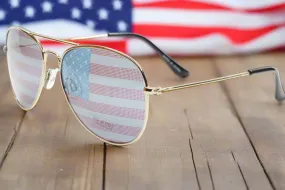 STARS AND STRIPES SILVER FASHION SUNGLASSES 61-18-135MM