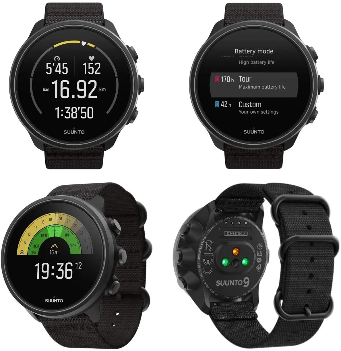 SUUNTO 9 Baro Multisport GPS Smartwatch, Charcoal Black Titanium (SS050564000)