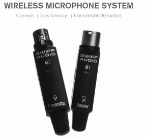 Swiff Audio M1 2.4GHz Microphone Wireless System,R1 T1,Rechargeable-Gloss Black