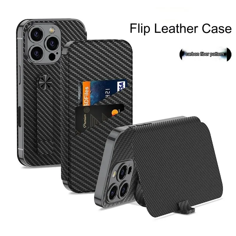 Swivel Buckle Flip Vegan Leather Case With Card Slot Holder For iPhone