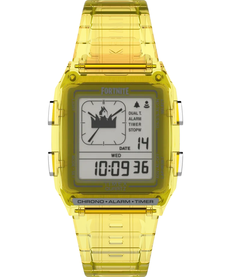 Timex Q Timex LCA x Fortnite® 35mm Resin Strap Watch Yellow/Yellow TW2W96600JR