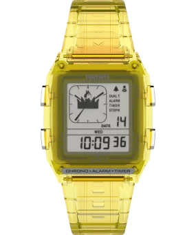 Timex Q Timex LCA x Fortnite® 35mm Resin Strap Watch Yellow/Yellow TW2W96600JR