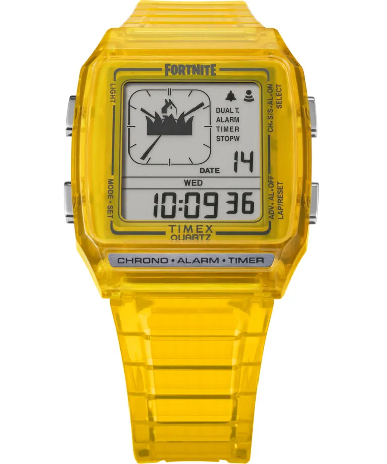 Timex Q Timex LCA x Fortnite® 35mm Resin Strap Watch Yellow/Yellow TW2W96600JR