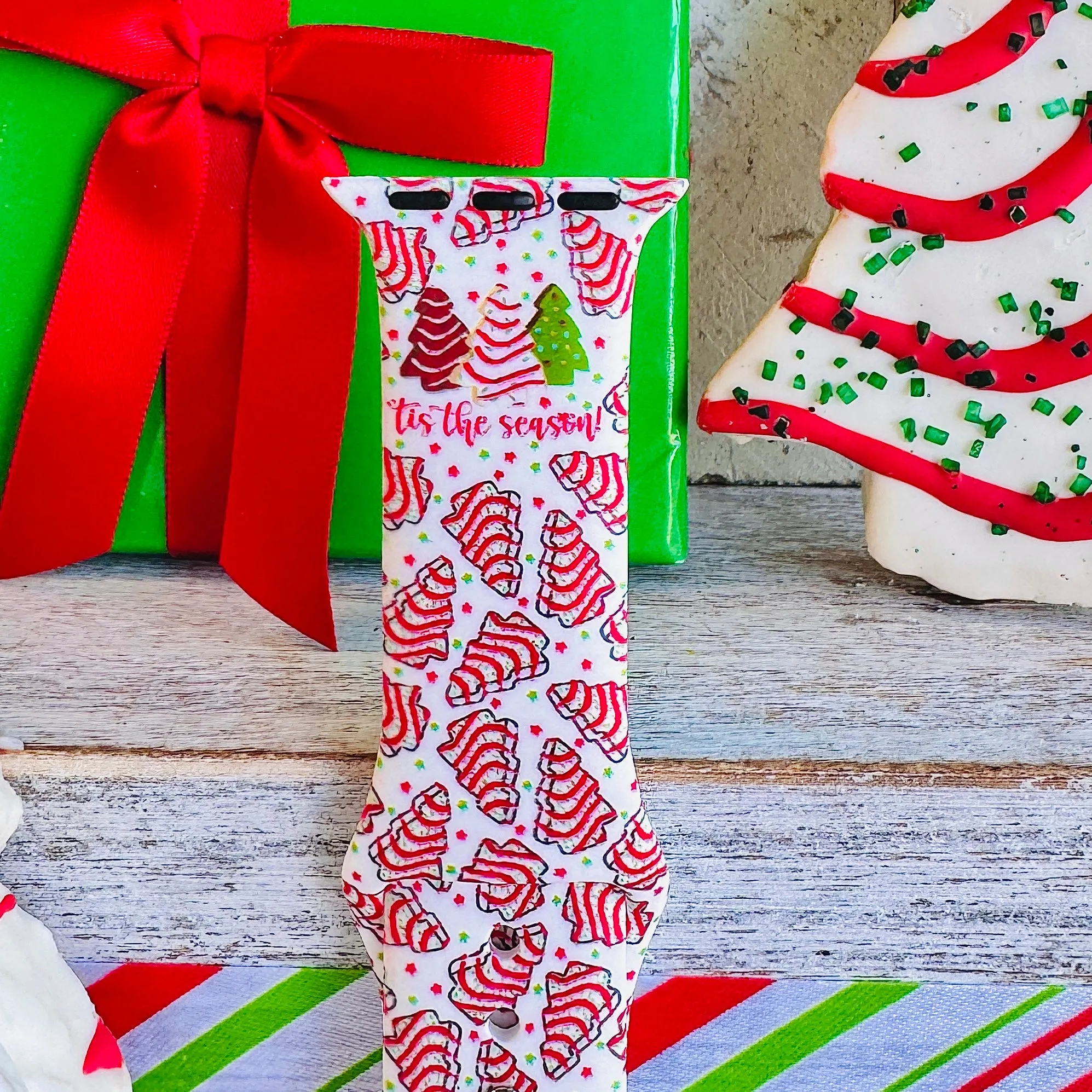 Tree-Licious Cheer Print Silicone Band For Apple Watch