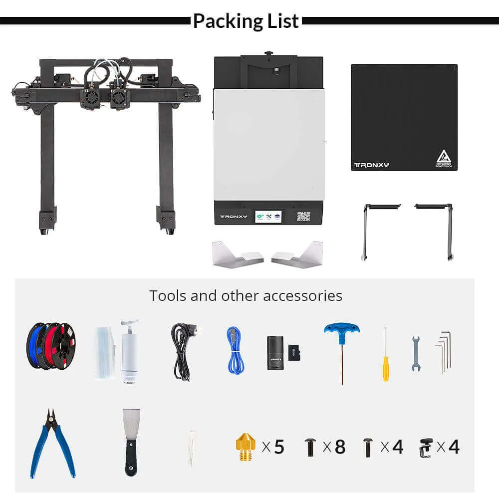 Tronxy Gemini XS Dual Extruder 3D Printer Kit Print Size 255x255x260mm