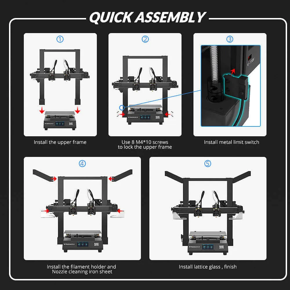 Tronxy Gemini XS Dual Extruder 3D Printer Kit Print Size 255x255x260mm