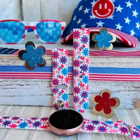 USA Daisies Print Silicone Band For Samsung Watch