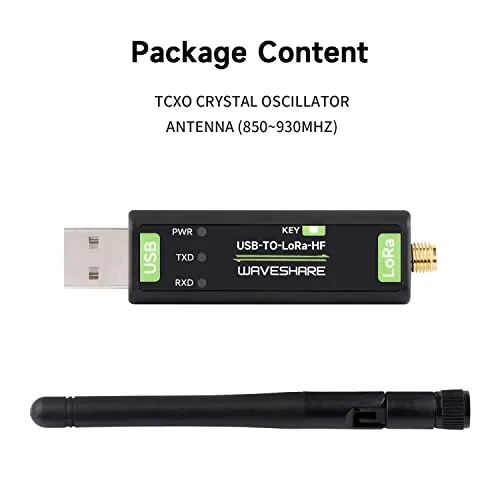 Waveshare USB to LoRa Data Transfer Module, Based On SX1262, Suitable for Data Acquisition in Industry and Agriculture-TCXO Crystal oscillator