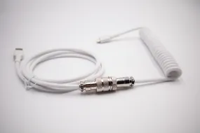 White Polished Aviator Custom Double Sleeved USB Cables CLOSEOUT