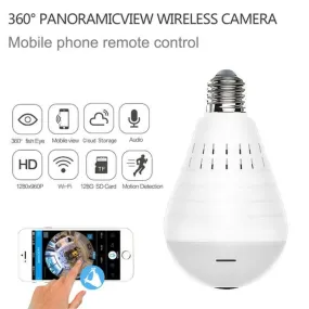 Wireless Panoramic VR bulb Camera HD WIFI Bulb Light IP Camera FishEye