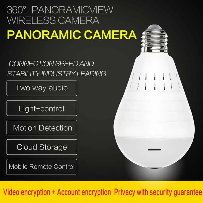 Wireless Panoramic VR bulb Camera HD WIFI Bulb Light IP Camera FishEye