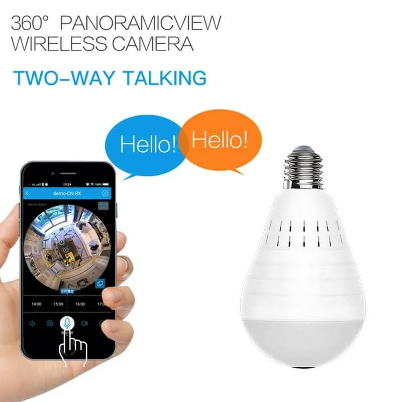 Wireless Panoramic VR bulb Camera HD WIFI Bulb Light IP Camera FishEye