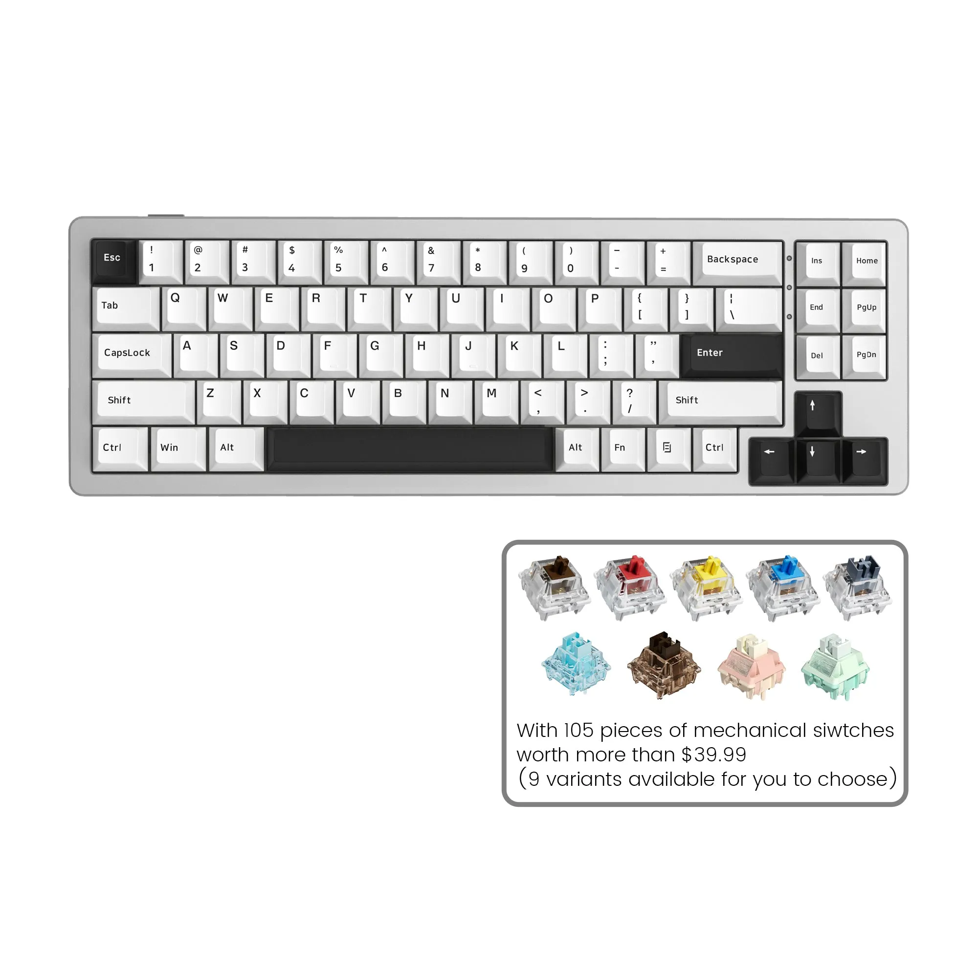 Womier SK71 Wireless 68% Aluminum Gasket Mechanical Keyboard (7 Colors)