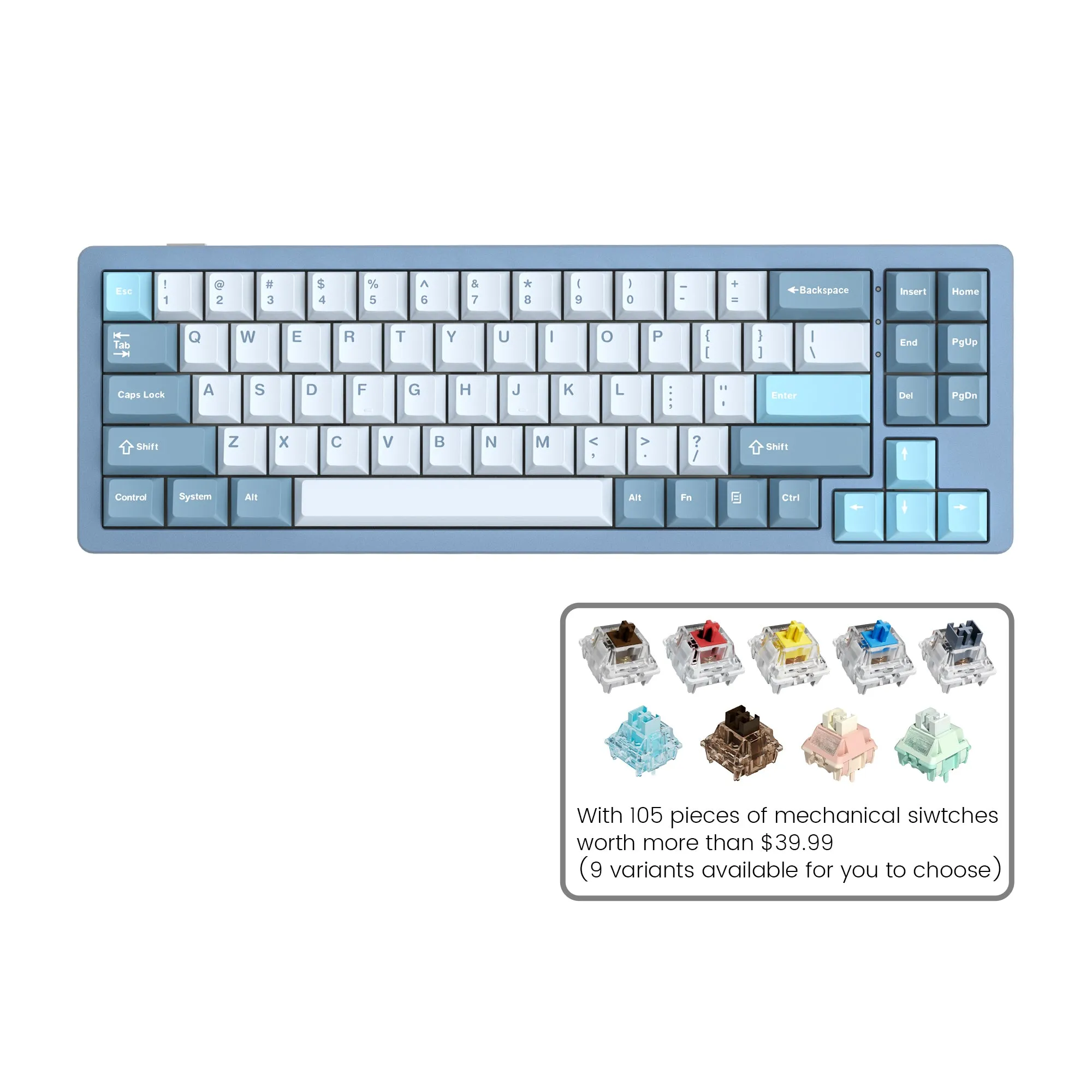 Womier SK71 Wireless 68% Aluminum Gasket Mechanical Keyboard (7 Colors)