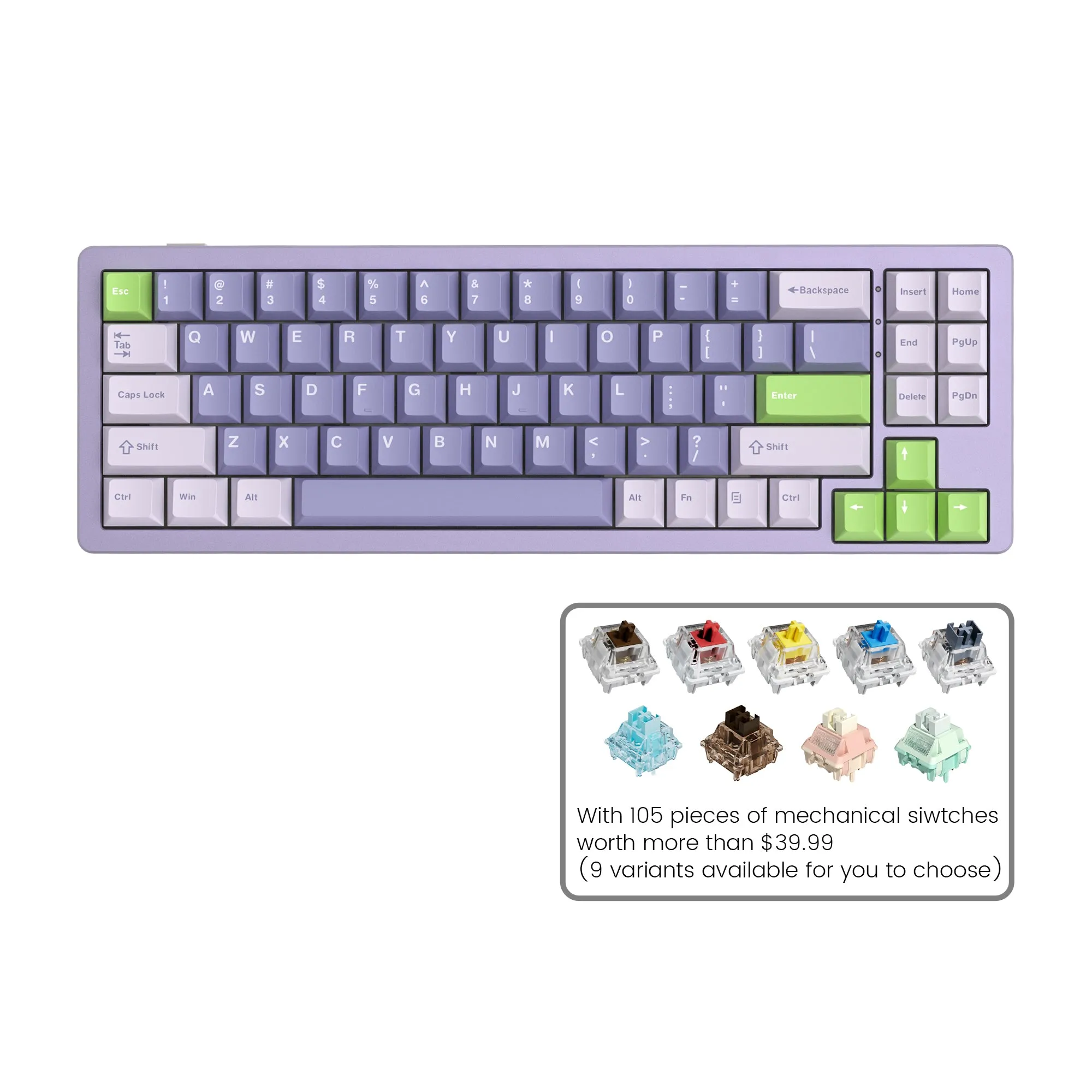 Womier SK71 Wireless 68% Aluminum Gasket Mechanical Keyboard (7 Colors)