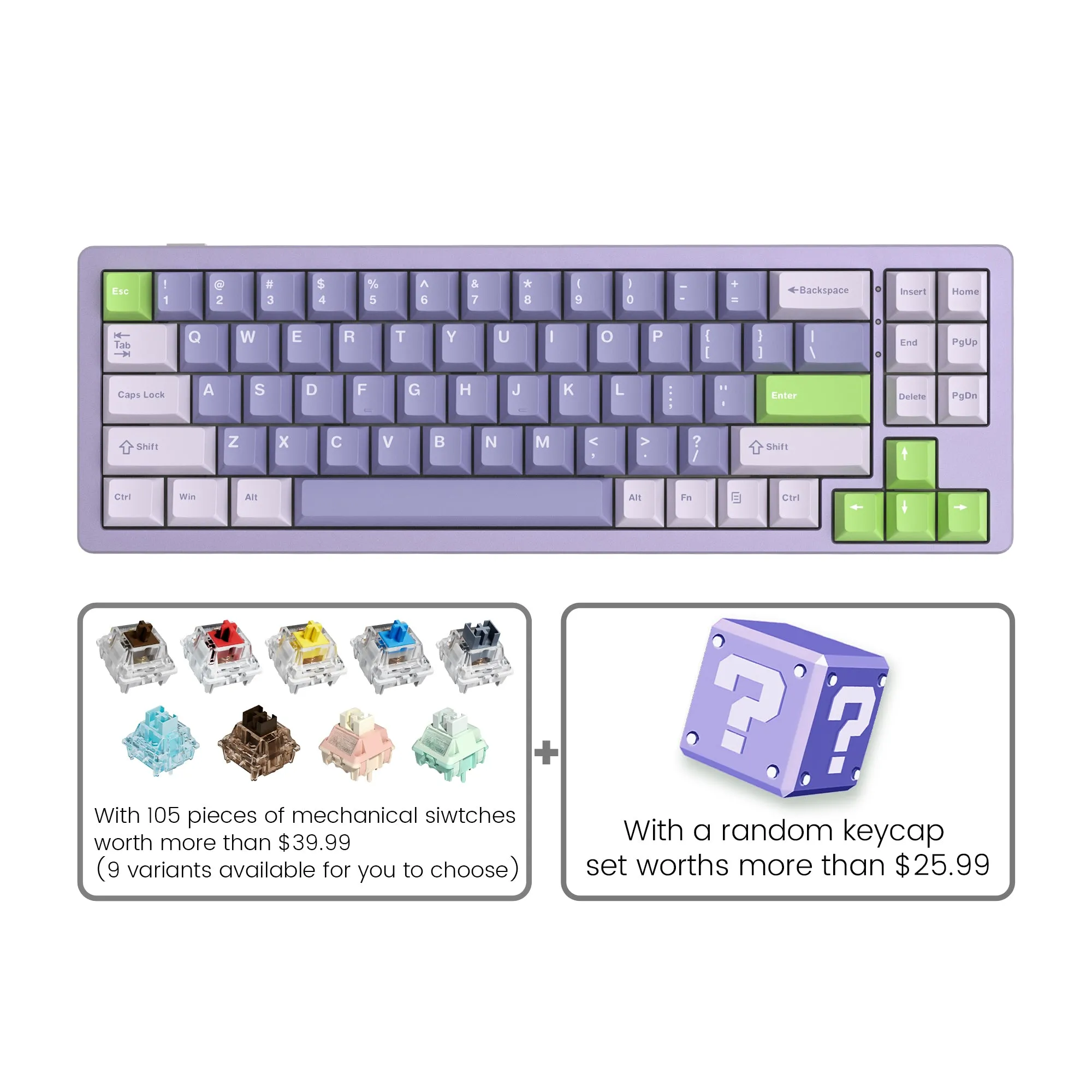 Womier SK71 Wireless 68% Aluminum Gasket Mechanical Keyboard (7 Colors)