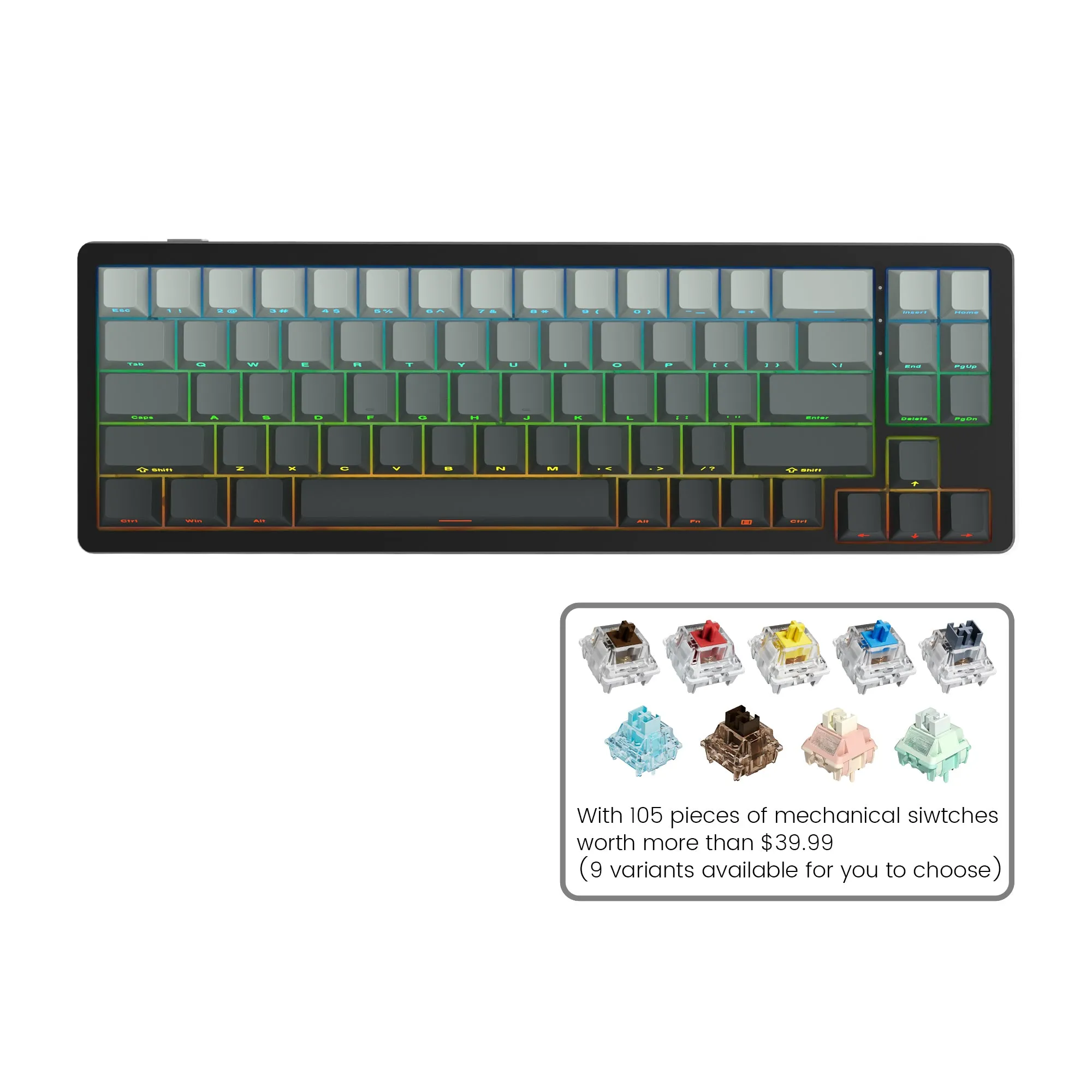 Womier SK71 Wireless 68% Aluminum Gasket Mechanical Keyboard (7 Colors)