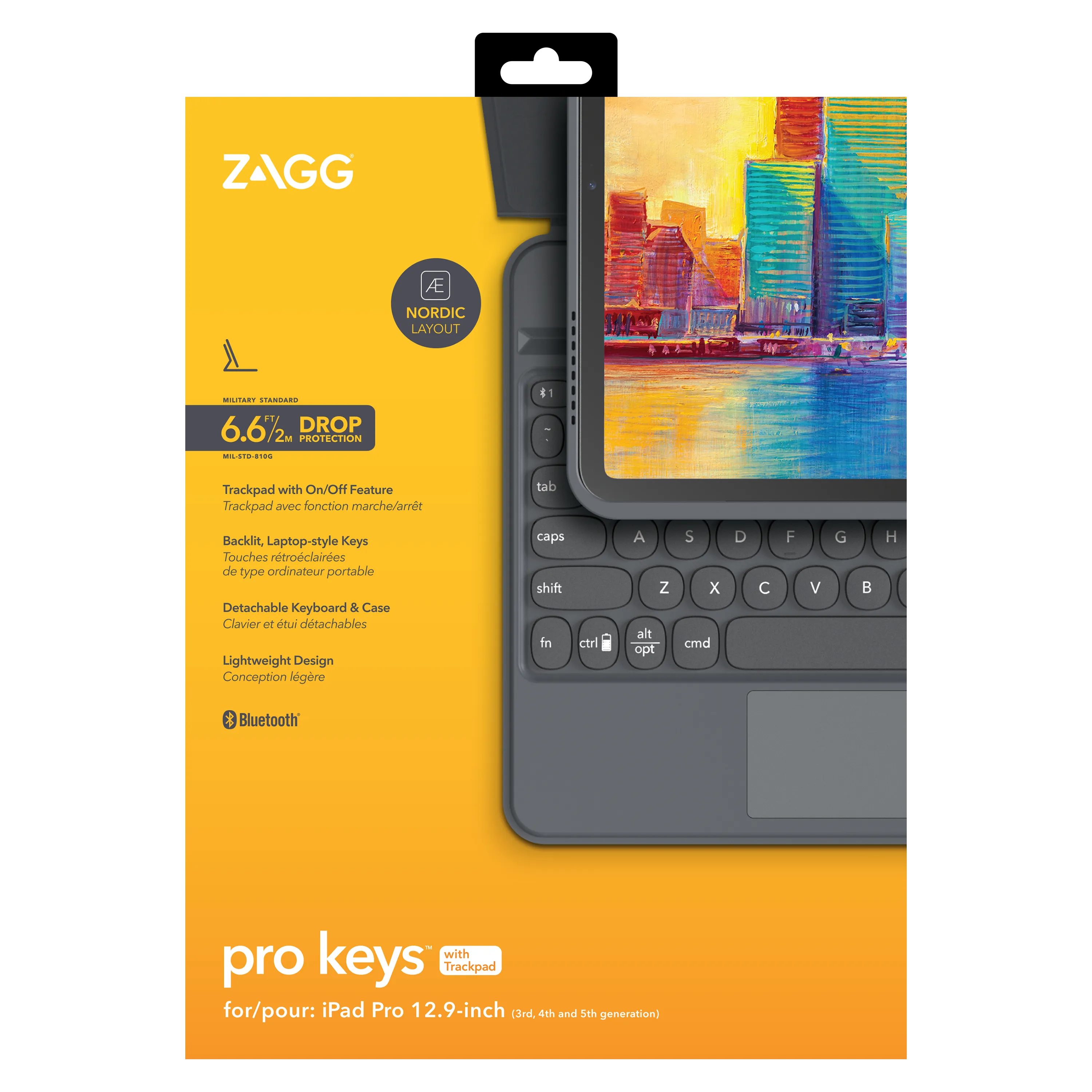 Zagg - Pro Keys Wireless Keyboard With Trackpad And Detachable Case For Apple Ipad Pro 12.9 - Charcoal